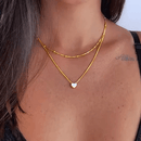 Kit Colar Amor Duplo – Corações Banhados em Ouro 18K e Prata 925