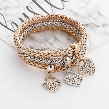 Kit 3 Pulseiras Majeste Ouro Rose  & Prata