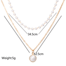 Colar Duplo com Pingente de Pérola e Contas Douradas